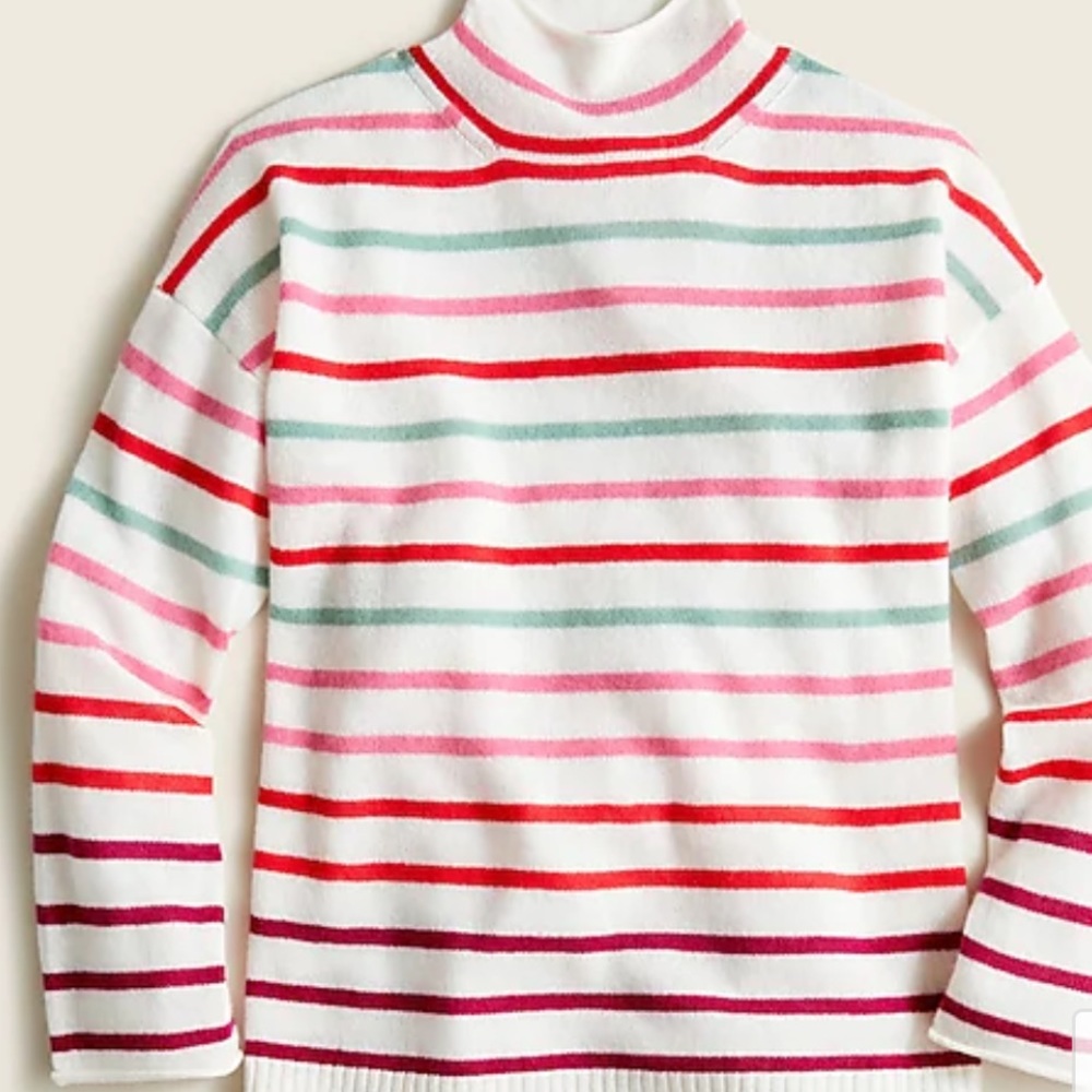 Cashmere roll neck sweater in stripe